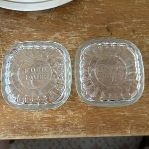 Vintage MCM Food Saver Clear Glass Refrigerator Dish 2 Each W Lids